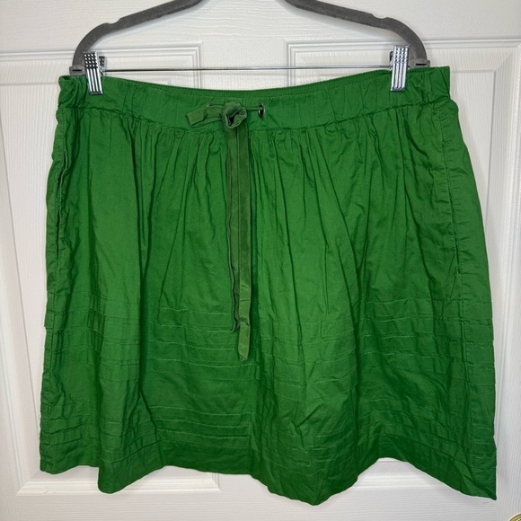 Odille Anthropologie Vibrant Green Full Skirt with Drawstring Size Medium GUC - Picture 1 of 5